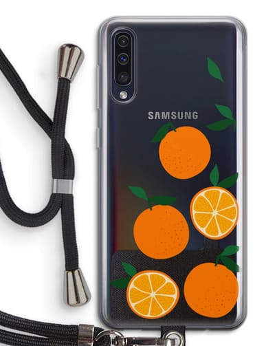 Case Company® - Hoesje met koord geschikt voor Samsung Galaxy A50 hoesje met Koord - Will you be my clementine - Telefoonhoesje met Zwart Koord - Bescherming aan alle Kanten en Over de Schermrand