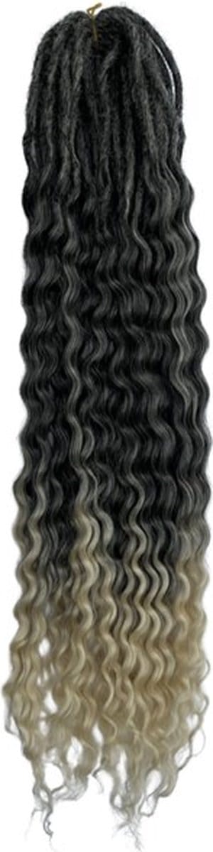 Dreadlocks DE Curly ends grijs naar blond 10 stuks - Gehaakte dreadlocks - Dreadlocks double ended - Dreadlock extensions - Hair extensions - Dreadlock beads