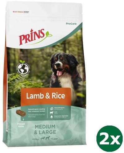 2x12 kg Prins procare lam / rijst hondenvoer
