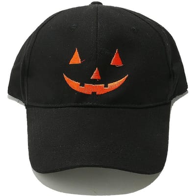 Casquette de baseball visage de citrouille effrayante Unisexe Réglable Coton Chapeau de soleil Halloween Décontracté Streetwear Casquette à visière Adjustable black