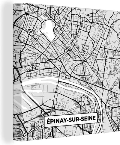 Canvas Schilderij Plattegrond - Épinay-sur-Seine - Stadskaart - Kaart - Frankrijk - 20x20 cm - Wanddecoratie