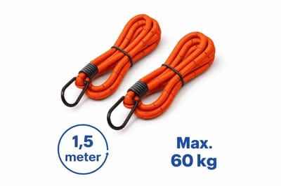 Elastische Koorden met Haken – 2 Stuks – 1,5 Meter – Max. 60 kg – Bagagebinder / Snelbinder – Oranje
