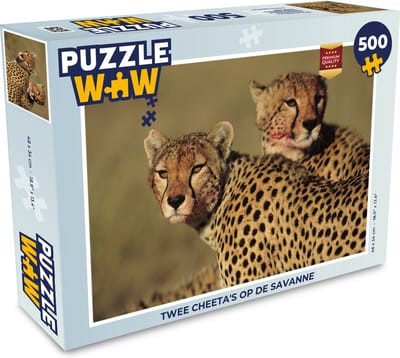 Puzzel Twee cheeta's op de savanne - Legpuzzel - Puzzel 500 stukjes