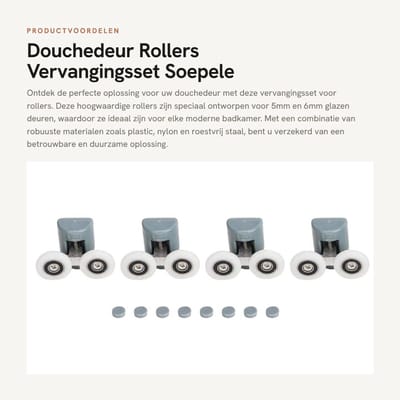 Dailygoods- Schuifwiel Dubbel - Vervanging Rollen - Katrollen - Bovenste Runners - Schuur Hardware Kit - Kunststof/Nylon/Roestvrij Staal - Deurrunner