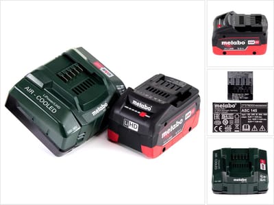 Metabo accu basisset 18 V met 1x accu LiHD 5,5 Ah ( 625368000 ) + oplader ASC 145 ( 627378000 )