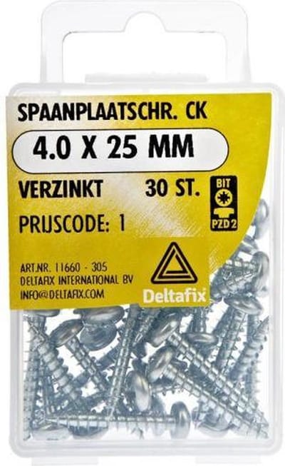 Spaanplaatschroeven Clinderkop Pozidriv Verzinkt 4.0x25mm
