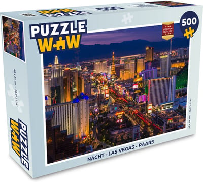Puzzel Nacht - Las Vegas - Paars - Legpuzzel - Puzzel 500 stukjes