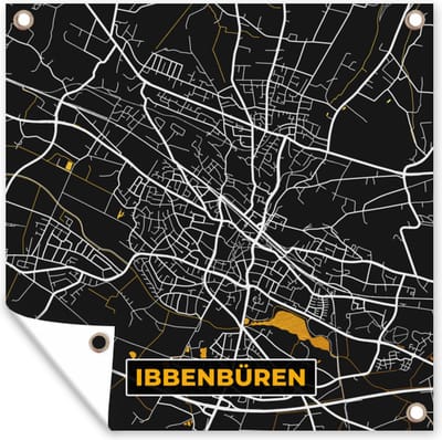 Tuin poster Stadskaart – Kaart – Ibbenbüren – Gold – Duitsland – Plattegrond - 200x200 cm - Tuindoek