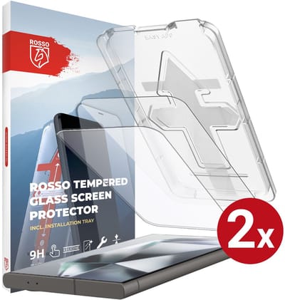 Rosso Screenprotector Geschikt voor Samsung Galaxy S24 Ultra | 9H Tempered Glass | Beschermglas | Glasplaatje | Case Friendly | Met Installatietray | Eenvoudige montage | 2-Pack