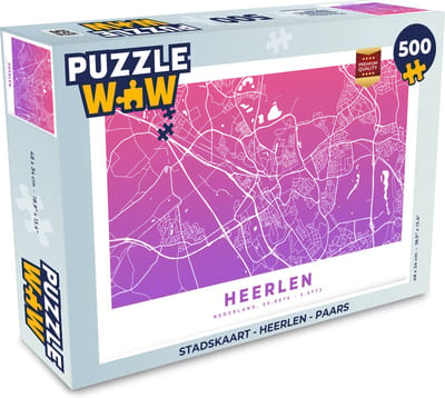 Puzzel Stadskaart - Heerlen - Paars - Legpuzzel - Puzzel 500 stukjes - Plattegrond