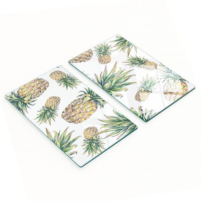 Decoratieve glazen snijplanken voor in de keuken met ananasafbeeldingen, 2x30x52 cm