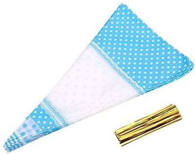 Dailygoods- Snoepzakjes Transparant - Kegelvorm - Hersluitbaar met Twist-Tie - 50 Stuks - 17x30cm - PET Materiaal - Verpakkingszakjes
