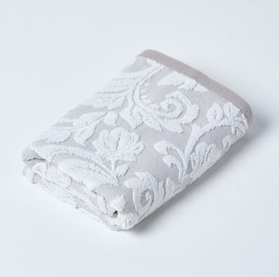Homescapes Turkse katoenen handdoek, damastpatroon beige
