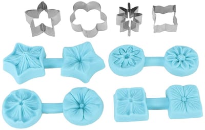 Dailygoods- Chocoladevormen 4 sets - Siliconen Snoepvormen - Bloemmotieven - Veilig en Duurzaam - Voor Verjaardagen/Babyborrels - Inclusief Uitsteekvormpjes - Snoepvorm