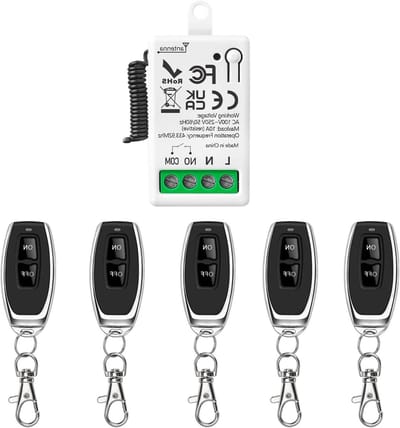 Draadloze afstandsbediening schakelaar 433MHz AC 220V 230V met 5 zenders voor verlichting en garagedeuren, passieve droge contactcontroller