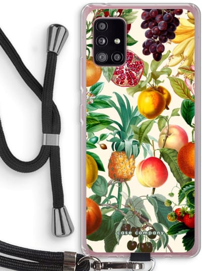 Case Company® - Hoesje met koord geschikt voor Samsung Galaxy A51 5G hoesje met Koord - Classic Flora - Telefoonhoesje met Zwart Koord - Bescherming aan alle Kanten en Over de Schermrand