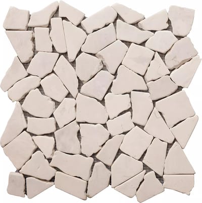 Vente-unique Mozaïektegels vloer en muur POESY van natuurlijk marmer - Crème - Pak van 1m²