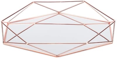 Dailygoods- Dienblad Goud - Decoratieve Opbergschaal - Cosmetica Koffer - Ruimtebesparend Ontwerp - Zeshoekige Spiegel - Luxe Organizer