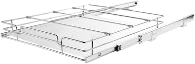 Kastorganizer, 17" B x 21" D, duurzaam, verchroomd staal, voorraadrekken voor thuisgebruik, keuken, badkamer, onder de gootsteen