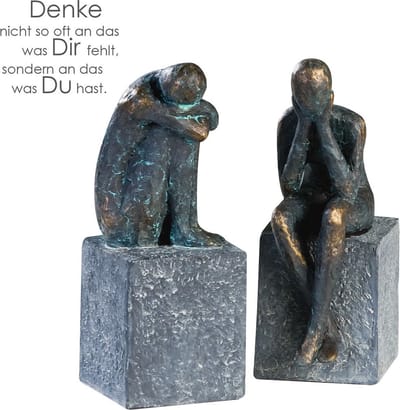 Gilde Handwerk - Beelden Lonely - Emotie - Depressie - Set van 2 - 16 cm hoog