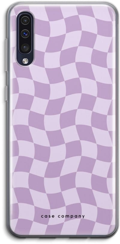 Case Company® - Hoesje geschikt voor Samsung Galaxy A50 hoesje - Grid Paars - Soft Cover Telefoonhoesje - Bescherming aan alle Kanten en Schermrand