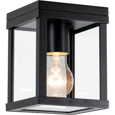 KS Verlichting - plafondlamp - Jersey - zwart - industrieel - E27 - aluminium - glas - binnen - buiten