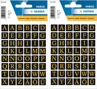 Hema Stickervellen - 192x Letter stickers - alfabet - zwart/goud - 13 mm
