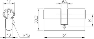 Nemef Cilinderslot 132/9 - 8 stuks gelijksluitend incl. 9 sleutels - SKG***