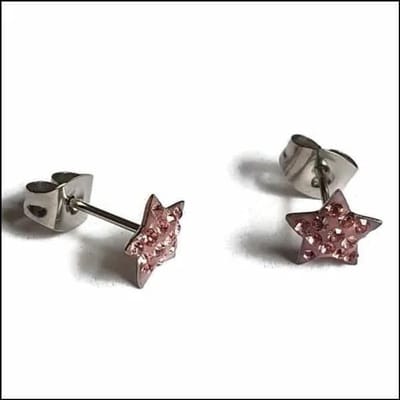 Aramat Jewels | Oorbellen | Stalen Sterren Oorbellen | Licht Roze | | | | Kinderen, Volwassenen | Verkleurd niet