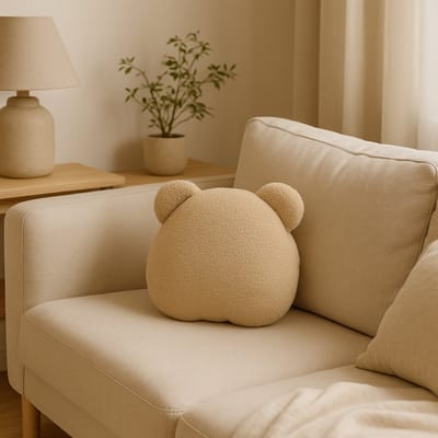 Soosie - Sierkussen Beer – Kussentje - Teddy Bouclé – 35×40 cm – Beige