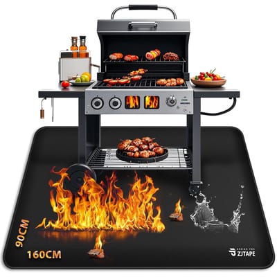 SnelShoppen - Vuurvaste Onderlegger Hittebestendig Grillonderlegger 160x90cm - Opvouwbaar Siliconen Glasvezel Waterbestendig voor BBQ Open Haard Vloer