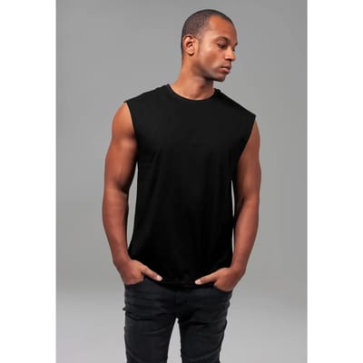 Urban Classics T-shirt - Open Edge Sleeveless Tee - S tot XXL - voor Mannen - zwart