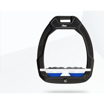 Veiligheidsbokken voor paardrijden Plat Ultra Grip Zwart/Wit/Blauw Flex-On Safe-On