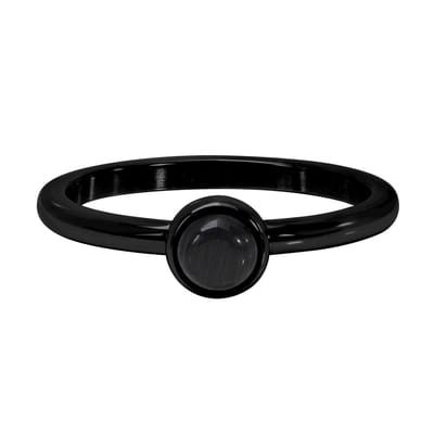 Quiges Stapelring Dames - Vulring - RVS Zwart met Natuursteen - Maat 22 - Hoogte 2mm