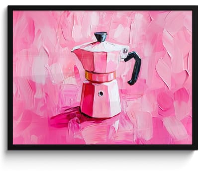 Poster in lijst - Fotolijst 70x50 cm - Posters - Roze - Verf - Coffee - Posterlijst zwart - Decoratie - Wanddecoratie woonkamer - Muurdecoratie slaapkamer