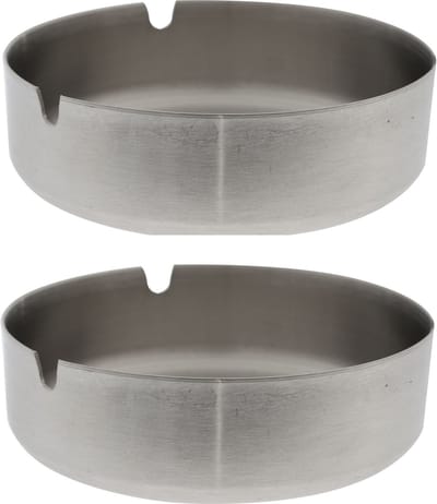 Set van 2x stuks asbakken 10 cm Rvs - Voor binnen en buiten gebruik