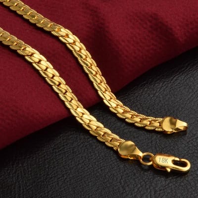 Andara 18K Goud 18-24 inch 45-60 cm 5 mm Volledige Zijschakel Ketting Ketting voor Vrouwen Mannen Mode Bruiloft Feest Bedel Sieraden W6543WW- black