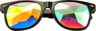 LOUD AND CLEAR® - Caleidoscoop Bril - Rechthoekig - Spacebril - Space Bril - Festival Bril - Zwart