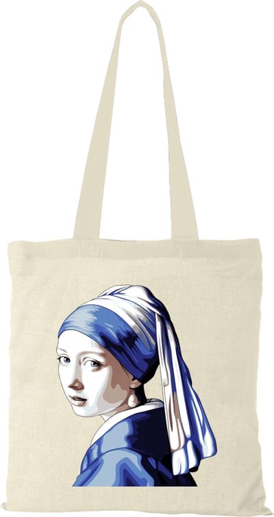 Canvas tas - Meisje met de parel delfts blauw - katoenen tas - schoudertas dames - tassen dames - schoudertassen