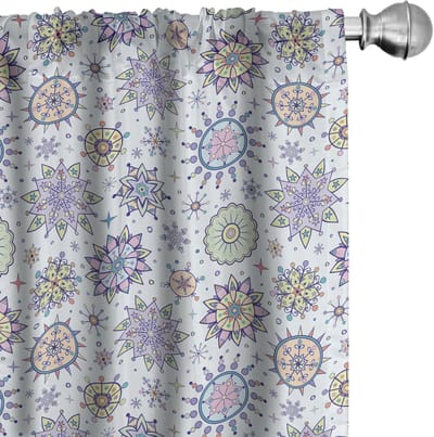 ABAKUHAUS Wintergordijnen – Pastel Bloemen – 2x75x175 cm – Microvezel