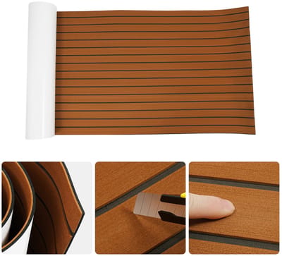 Dailygoods 240×90x0.6cm Zelfklevende EVA Foam Boot Marine Vloeren Faux Teak Decking Vel Gestreepte Jacht Mat Wasbaar - A