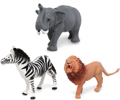 Set of Wild Animals Zebra Elephant Lion 28 x 12 cm (3 Units) (3 pcs)
