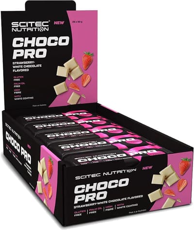Scitec Nutrition® - Choco Pro Bar (20 x 50 gram - Strawberry/White Chocolate) - Aardbei/Witte chocolade - 20 repen - proteine repen - protein bar - eiwitrepen - energiereep