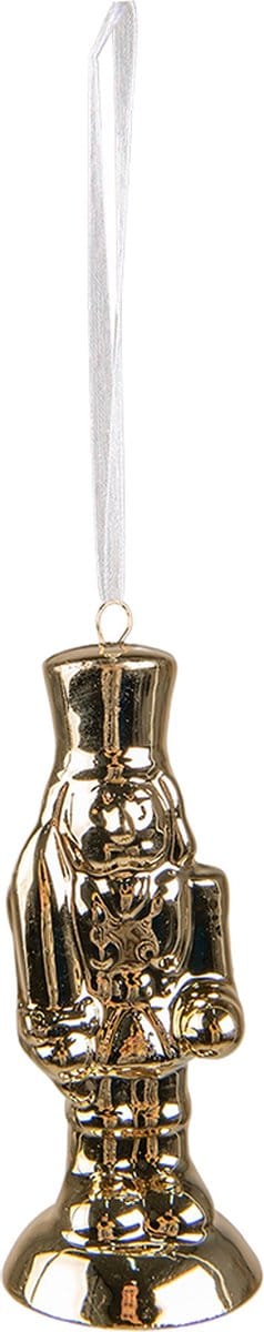 Clayre & Eef Kersthanger Notenkraker 10 cm Goudkleurig Porselein Kerstbal