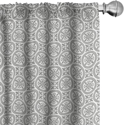 ABAKUHAUS Grijze Gordijnen – Geometrisch – 2x75x245 cm – Mikrofaser