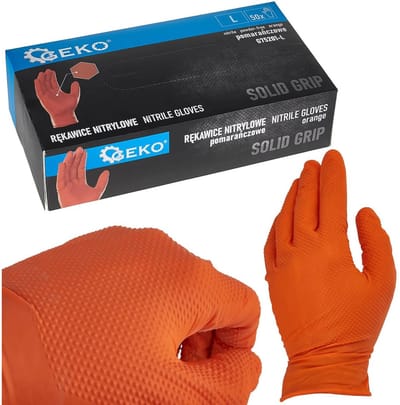GEKO Nitrile handschoenen - stevige grip - 3D textuur - maat L - oranje - 50 stuks