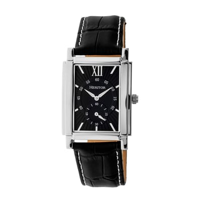 Heritor Automatic Frederick horloge met leren band - Zilver/Zwart
