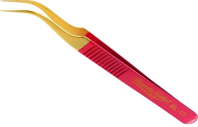 Beauty Label Pincet - Lash Tweezer - Curved Tweezer -BL-15 - Roze/Goud
