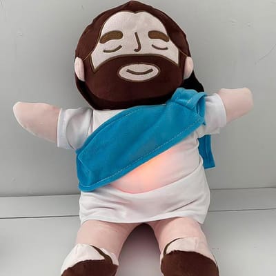 Jouet Peluche Jésus Respirant kawayi Apaisant pour Enfants Peluches Jésus Douces Apaisantes Jouet Cœur de Jésus Cadeaux de Pâques Nouvel An
