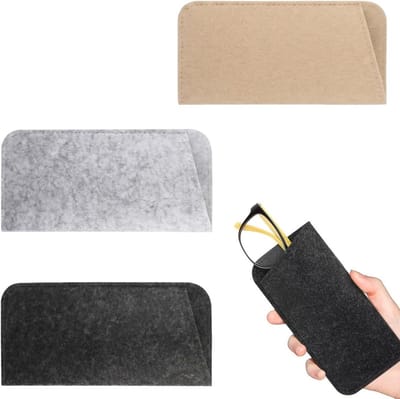 Vilten Brillenhoesjes - Brillen Etui - Bril Beschermen - Zachte Vilten Voering - 15 x 10 x 1 cm - Grijs
